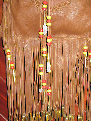 detail of beaded buckskin bag
