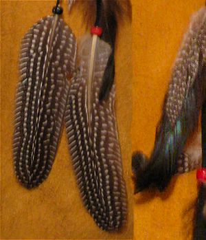 detail of dreamcatcher feathers