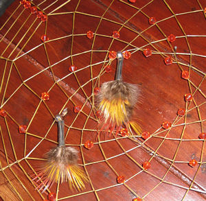 eagle feather crystal dreamcatcher detail