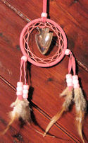 Pink Mini Dreamcatcher Mandella with Arrowhead Mirror Ornament