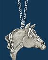 Horse Head Diamond Cut Pewter Pendant with Chain