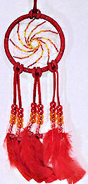 Beaded Red 3" Spiral Dream Catcher Mirror Ornament