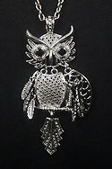 Owl with feathers necklace