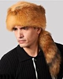 Canadian Red Fox Fur Hat with Tail