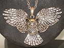Flying spread wing owl necklace