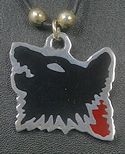 Wolf head enameled pewter pendant
