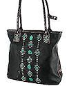 Turquoise & Rhinestone Black Leatherette Handbag