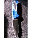 Blue Folding Knife with Silver Grip!