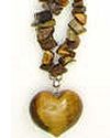 18" Tiger's Eye Heart Chip Necklace