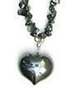 18" Hematite Heart Chip Necklace