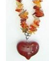 Carnelian Agate Heart Chip Necklace