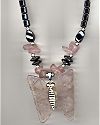 Magnetic Hematite and Rose Quartz Butterfly Necklace