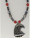 Magnetic Hematite Coral Eagle Necklace