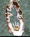 Gold Electroformed Crystalized Dark Agate with 3 Quartz Points N