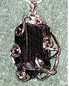 Silver Wrapped Black Tourmaline Pendant with Chain