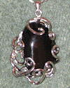 Silver Wrapped Black Onyx Nugget with  Cobra Chain