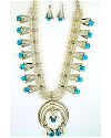 Turquoise Squash Blossom Necklace with Matching Earrings