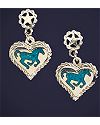 Inlaid Turquoise Mustang Horse Heart Earrings