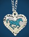 Inlaid Turquoise Horse Heart Pendant