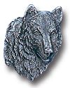 Wolf Head Pewter Pin