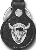 Buffalo Skull Leather Keychain