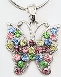 Austrian Crystal Butterfly Pendant with Cobra Chain