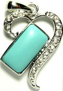 Turquoise and Cubic Zirconia Silver Heart Pendant