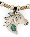 Diamond Cut Horse Head with Turquoise Necklace