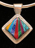 Diamond Cut Inlaid Pendant