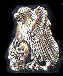 Eagle Holding Skull Silver Biker Ring