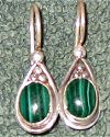 Sterling Silver Malachite Earrings on French Wires