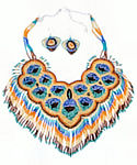 Golden Feather Seed Beaded Necklace & Matching Earrings