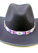 Pink, Dark Blue & White Diamond Hand Beaded Hat Band