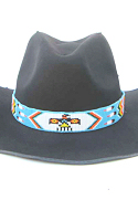 Turquoise Thunderbird and Feathers Beaded Hat Band