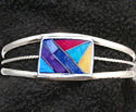 Zuni Inspired Inlaid Stone Cuff Bracelet