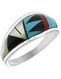 Zuni Inspired Sterling Silver Inlaid Ring #2