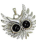 Onyx Owl Pendant with Chain