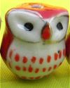 Orange Porcelain Owl Bead