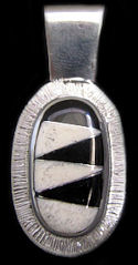 Diamond Cut Oval Obsidian and Marble Pendant