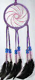 Beaded Purple and Brown 3" Spiral Dream Catcher Mirror Ornament