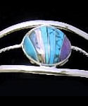 Abalone, Turquoise & Sugilite Inlaid Stone Cuff Bracelet