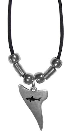 Shark and Shark Tooth Pewter Pendant - <font color=red>ONLY 1 LEFT!</font>