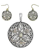 Silver Flowers Necklace & Earrings Set