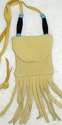 Square Hairpipe Fringed Medicine Bag