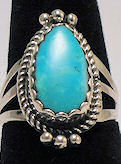 Teardrop Shaped Turquoise Sterling Silver Ring