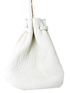 2"x3" Small White Buckskin Medicine Bag (No Fringe)