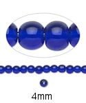 4mm round cobalt blue glass beads