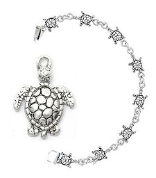 Silver Turtle Charm Bracelet
