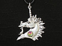 Pewter unicorn pendant with center crystal