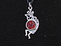 Kokopelli pendant with red center enamel
